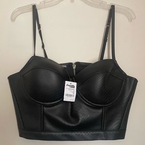 Black leather Bralette
